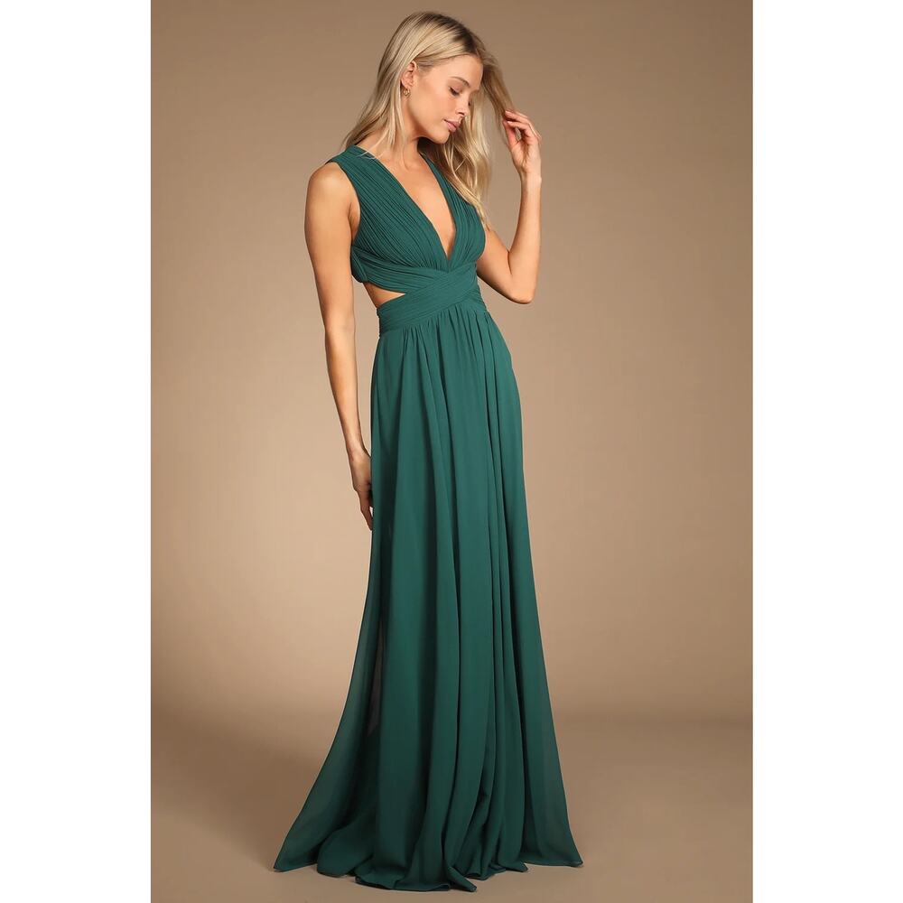 Lulus Vivid Imagination Emerald Green Cutout Maxi Dress Photoshoot Party Small - Picture 4 of 7